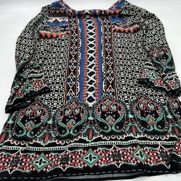 Flying Tomato Multi Color Boho Hippie Mini Dress Tunic Paisley Tassel Size M - Picture 5 of 5
